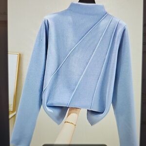 NWOT KSSYOU Soft Double Sided Half High Collar Pastel Powder Blue Cozycore XXL